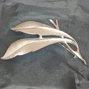 Trifari Crown Brooch two leaf design